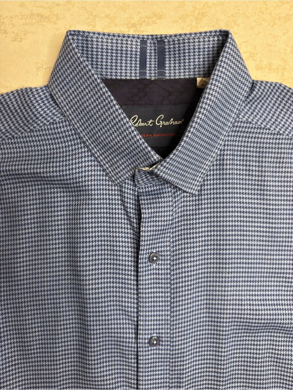 Robert Graham blue & white houndstooth button-up shirt Size L